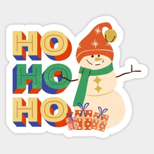 Retro Christmas Snowman Sticker